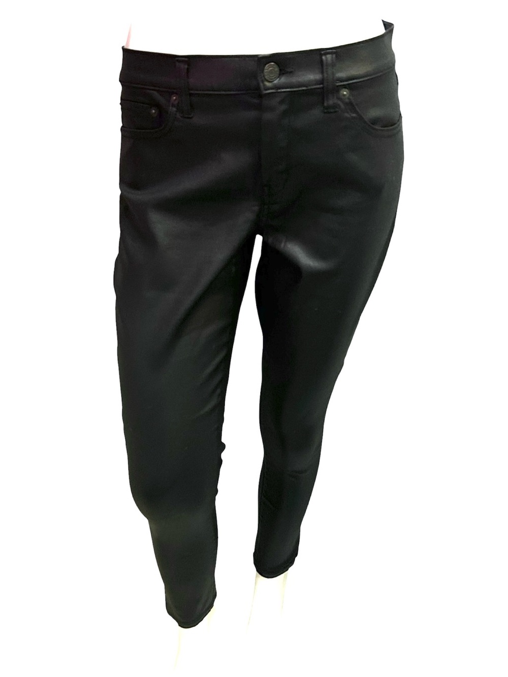 Banana Republic Factory Coated Black Denim Pants Jeans - Size 6 / 28 Petite